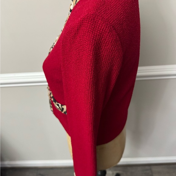 St John 2 Red Women's Jacket with Animal Print Trim - Picture 2 of 12